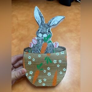 Wooden Bunny and Carrot Easter Decor